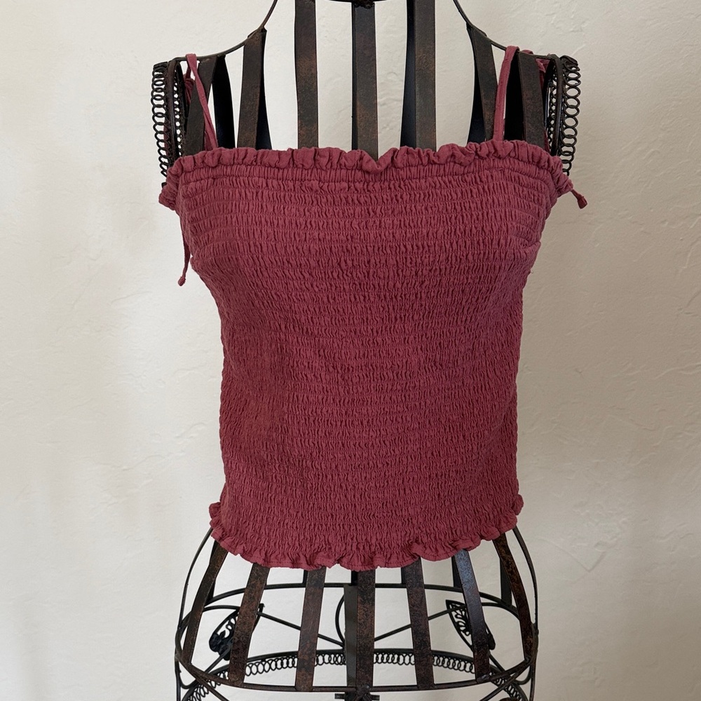 Abercrombie & Fitch Smocked Camisole in Deep Red